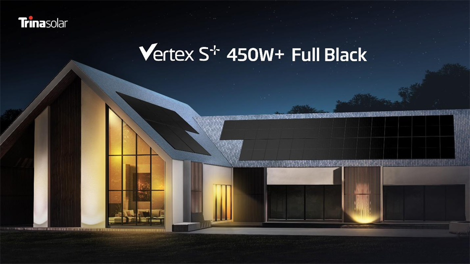 Trinasolar's Vertex S+ solar panels installed onto a luxury home rooftop